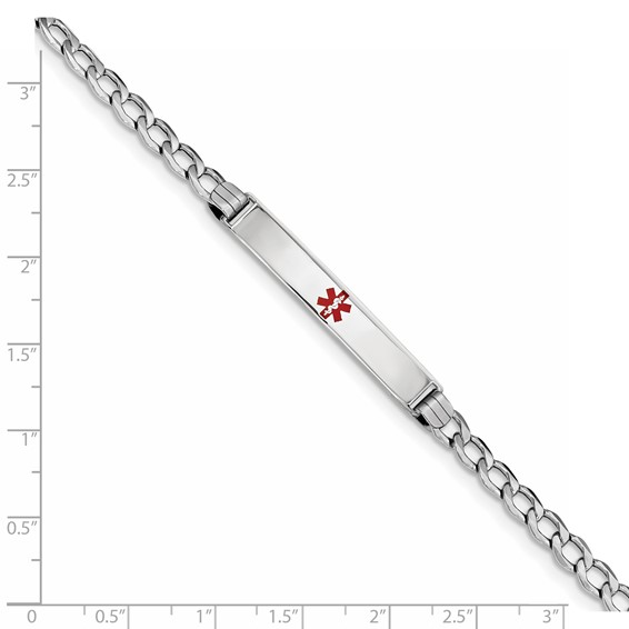 14K WG Semi-Solid Medical Red Enamel Cuban ID Bracelet