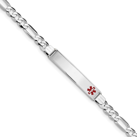 14K WG Medical Red Enamel Figaro Link ID Bracelet