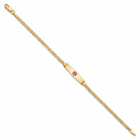 14K Yellow Gold Medical Semi-Solid Chain Solid Plate 20x5mm Soft Diamond Shape Centered Red Enamel Anchor Link ID Bracelet - 6in view 2
