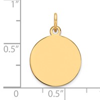 14K Plain .027 Gauge Round Engravable 15mm Disc Charm view 2