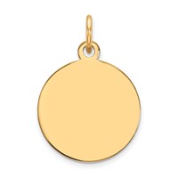 14K Plain .027 Gauge Round Engravable 15mm Disc Charm view 1
