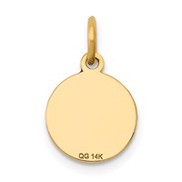 14K Yellow Gold Charm with Black Enamel Edge.027 Gauge Round Engravable 10mm Disc view 3