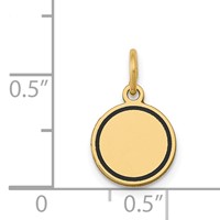 14K Yellow Gold Charm with Black Enamel Edge.027 Gauge Round Engravable 10mm Disc view 2