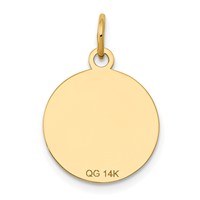 14K Yellow Gold Charm with Black Enamel Edge.027 Gauge Round Engravable 15mm Disc view 4