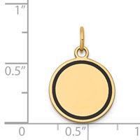 14K Yellow Gold Charm with Black Enamel Edge.027 Gauge Round Engravable 15mm Disc view 3
