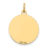 14K Yellow Gold Charm with Black Enamel Edge.027 Gauge Round Engravable 17mm Disc view 4