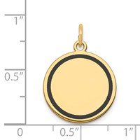 14K Yellow Gold Charm with Black Enamel Edge.027 Gauge Round Engravable 17mm Disc view 3