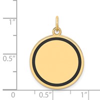 14K Yellow Gold Charm with Black Enamel Edge.027 Gauge Round Engravable 19mm Disc view 3
