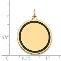 14K with Black Enamel Edge .027 Gauge Round Engravable 23mm Disc Charm view 3