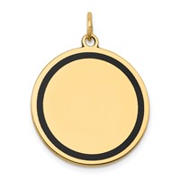 14K with Black Enamel Edge .027 Gauge Round Engravable 23mm Disc Charm view 1