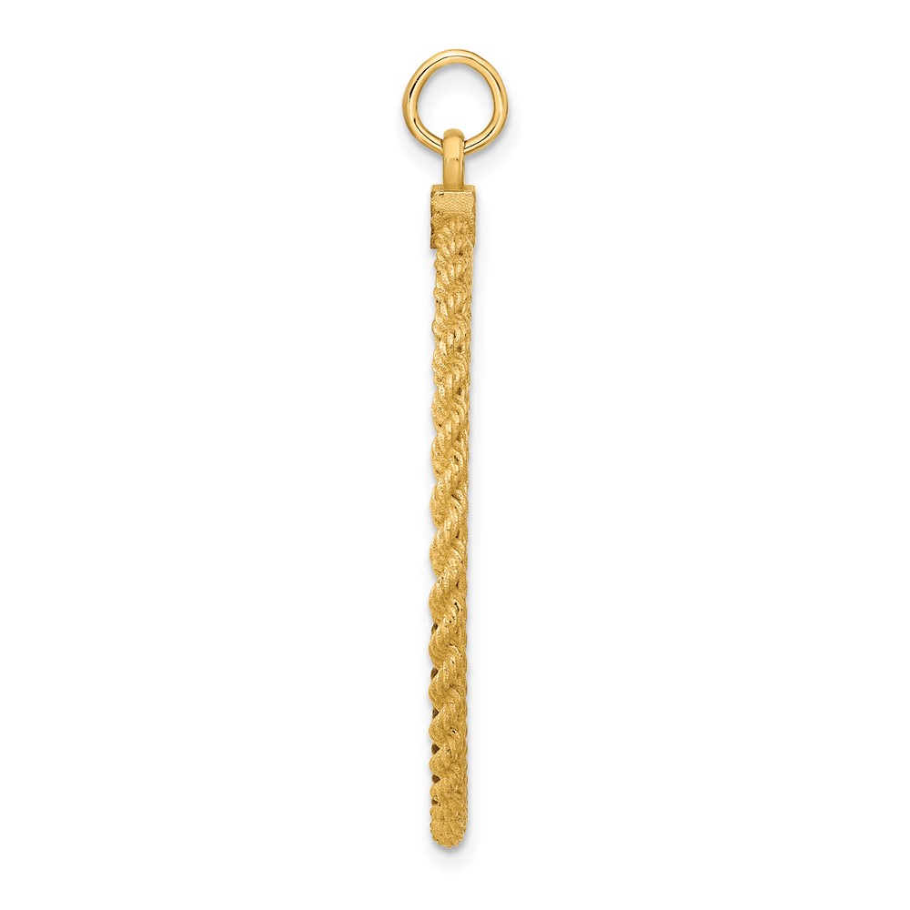 14k Plain .013 Gauge Circular Engravable Disc with Rope Charm (XM617/13)
