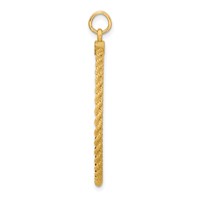 14K Yellow Gold Plain.013 Gauge Round Engravable 36.6x 34.9mm Disc Charm with Rope Edge view 2