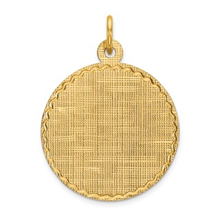 14k Patterned with Zig-Zag Edge .013 Gauge Round Engravable 19x16mm Disc Charm