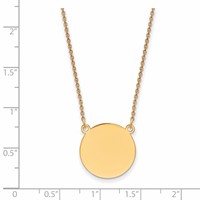 14K Yellow Gold Plain.018 Gauge Round Engravable 17x 17mm Disc Necklace, 18" view 2