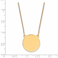 14K Yellow Gold Plain.018 Gauge Round Engravable 19x 19mm Disc Necklace, 18" view 2