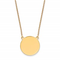 14K Yellow Gold Plain.018 Gauge Round Engravable 19x 19mm Disc Necklace, 18" view 1