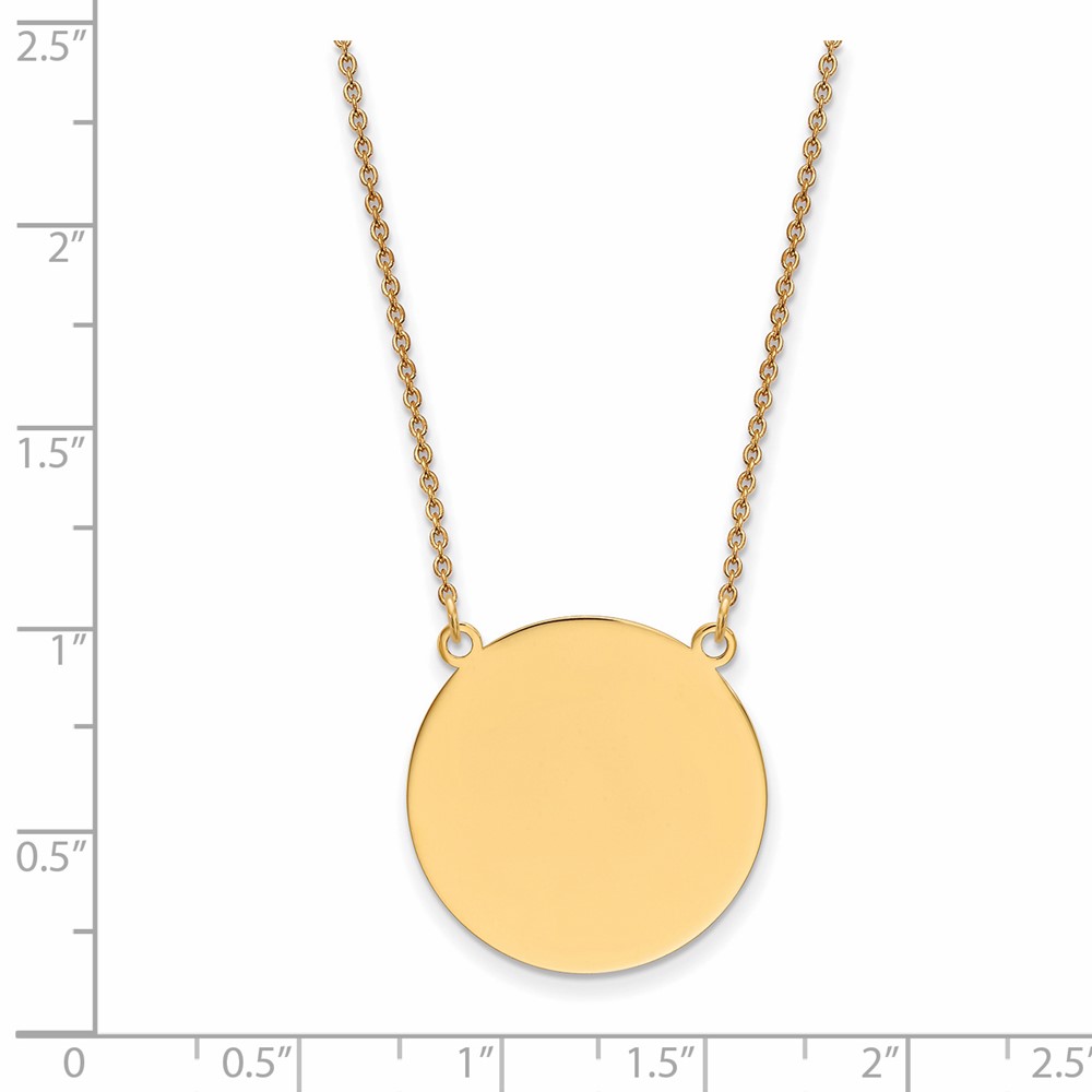 14k Plain .018 Gauge Circular Engravable Disc 18in Necklace (XM626/18-18)