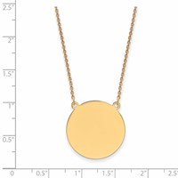 14K Yellow Gold Plain.018 Gauge Round Engravable 22x 22mm Disc Necklace, 18" view 2