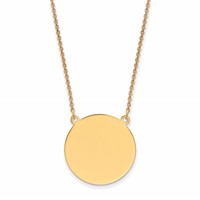 14K Yellow Gold Plain.018 Gauge Round Engravable 22x 22mm Disc Necklace, 18" view 1