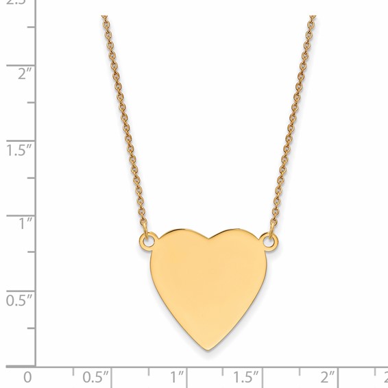14k Plain .013 Gauge Heart Engravable 21x23mm Disc 18 inch Necklace