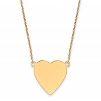 14K Yellow Gold Plain.013 Gauge Heart Engravable 21x 23mm Disc Necklace, 18" view 1
