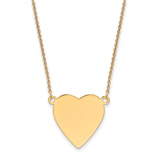 14k Plain .013 Gauge Heart Engravable 21x23mm Disc 18 inch Necklace