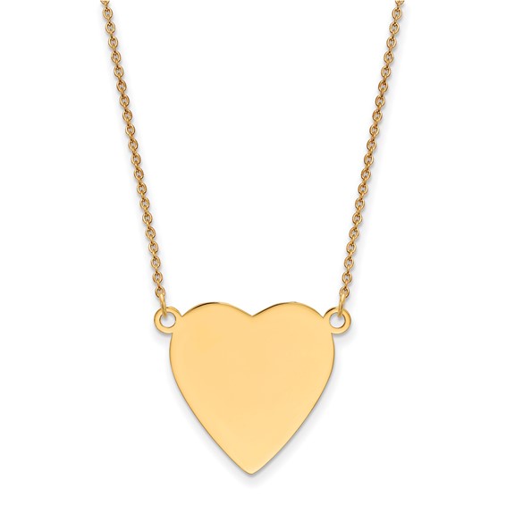 14k Plain .013 Gauge Heart Engravable 21x23mm Disc 18 inch Necklace