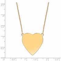 14K Yellow Gold Plain.018 Gauge Heart Engravable 27x 27mm Disc Necklace, 18" view 2