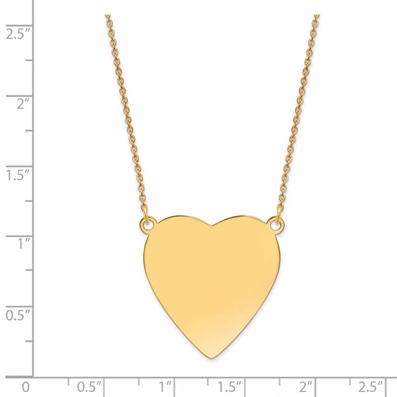 14k Plain .018 Gauge Heart Engravable 27x27mm Disc 18 inch Necklace