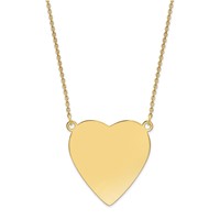 14K Yellow Gold Plain.018 Gauge Heart Engravable 27x 27mm Disc Necklace, 18" view 1