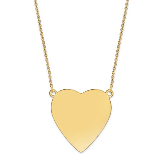 14k Plain .018 Gauge Heart Engravable 27x27mm Disc 18 inch Necklace