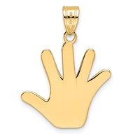 14K Yellow Gold Enameled Autism Handprint Pendant view 3