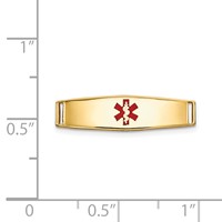 14K Yellow Gold Polished 19x5mm Centered Red Epoxy Enameled Medical ID Soft Diamond Shape Plate # 813 view 3