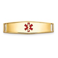 14K Yellow Gold Polished 19x5mm Centered Red Epoxy Enameled Medical ID Soft Diamond Shape Plate # 813 view 1