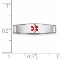 14K White Gold Polished 19x 5mm Centered Red Epoxy Enameled Medical ID Soft Diamond Shape Plate # 813 view 2
