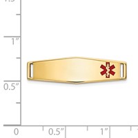 14K Yellow Gold Polished 24x 7mm Off-Center Red Epoxy Enameled Medical ID Soft Diamond Shape Plate # 816 view 3