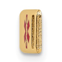 14K Yellow Gold Polished 24x 5mm Off-Center Red Epoxy Enameled Medical ID Plate # 816 view 2