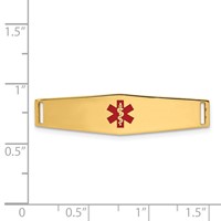 14K Yellow Gold 34x9mm Centered Red Epoxy Enameled Soft Diamond Shape Medical ID Plate # 817 view 3