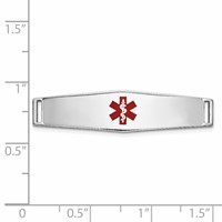 14K White Gold 34x 9mm Centered Red Epoxy Enameled Soft Diamond Shape Medical ID Plate # 817 view 2
