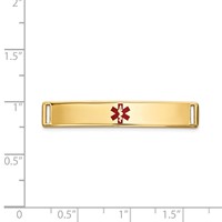 14K Yellow Gold 35x 6mm Centered Red Epoxy Enameled Medical ID Plate # 817 view 3