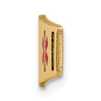 14K Yellow Gold 34x 9mm Off-Center Red Epoxy Enameled Soft Diamond Shape Medical ID Plate # 817 view 2