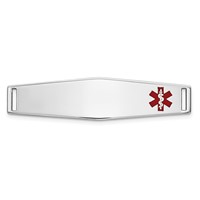 14K White Gold 34x9mm Off-Center Red Epoxy Enameled Soft Diamond Shape Medical ID Plate # 817 view 1