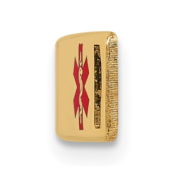 14K 34x6mm Off-Center Red Epoxy Enameled Medical ID Plate # 817
