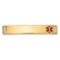 14K 34x6mm Off-Center Red Epoxy Enameled Medical ID Plate # 817 view 1