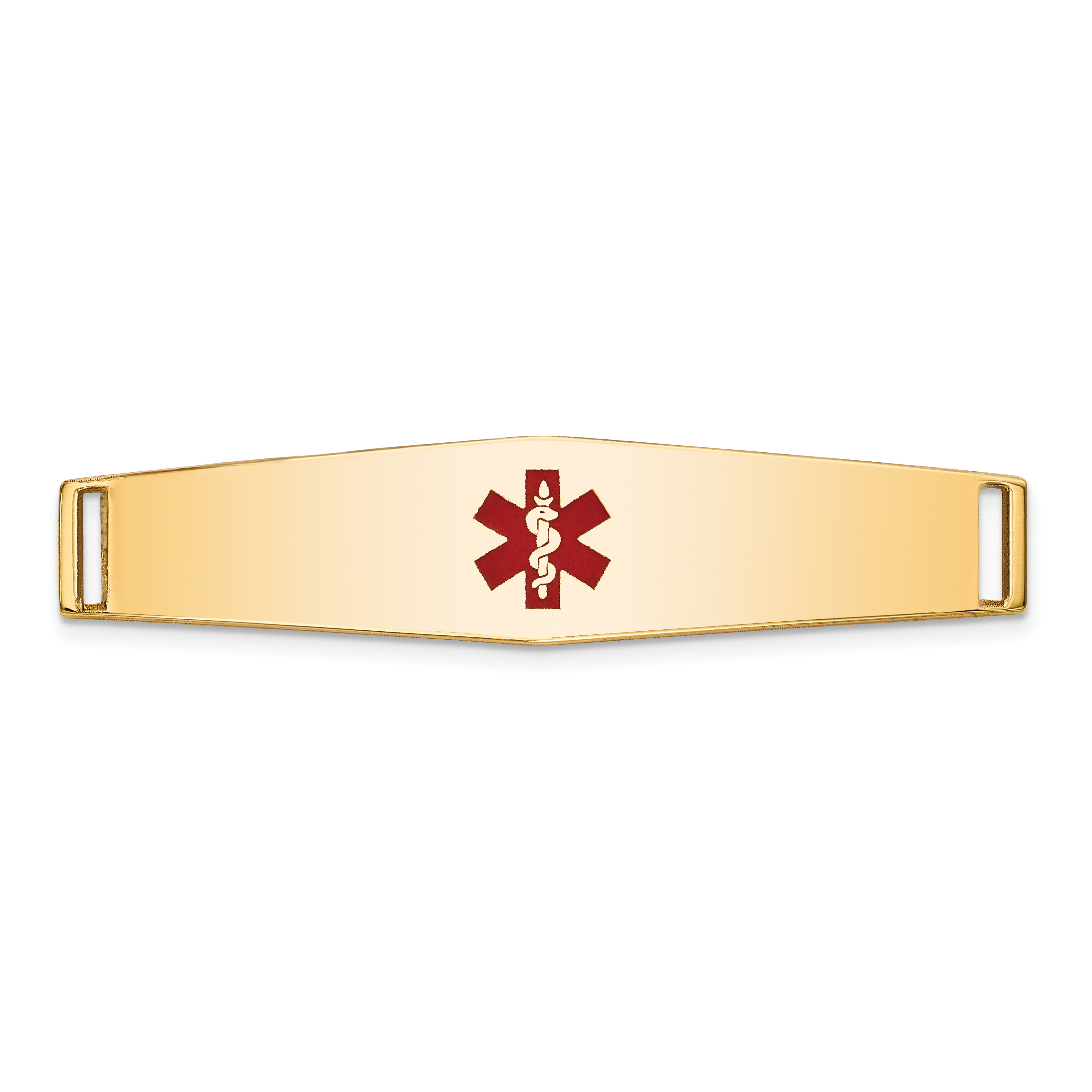 14K 36x9mm Centered Red Epoxy Enameled Soft Diamond Shape Medical ID Plate # 818 (XM647)