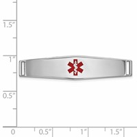 14K White Gold 36x 9mm Centered Red Epoxy Enameled Soft Diamond Shape Medical ID Plate # 818 view 2