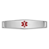 14K White Gold 36x 9mm Centered Red Epoxy Enameled Soft Diamond Shape Medical ID Plate # 818 view 1