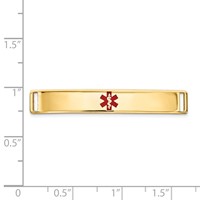 14K Yellow Gold 35x6mm Centered Red Epoxy Enameled Medical ID Plate # 818 view 3