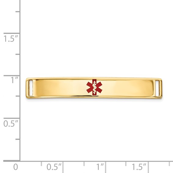 14K 35x6mm Centered Red Epoxy Enameled Medical ID Plate # 818