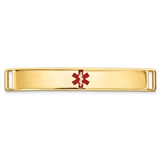 14K 35x6mm Centered Red Epoxy Enameled Medical ID Plate # 818